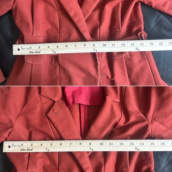 See by Chloé Coat Cotton Belted Rust Red Size 2 - Picture 3 of 17